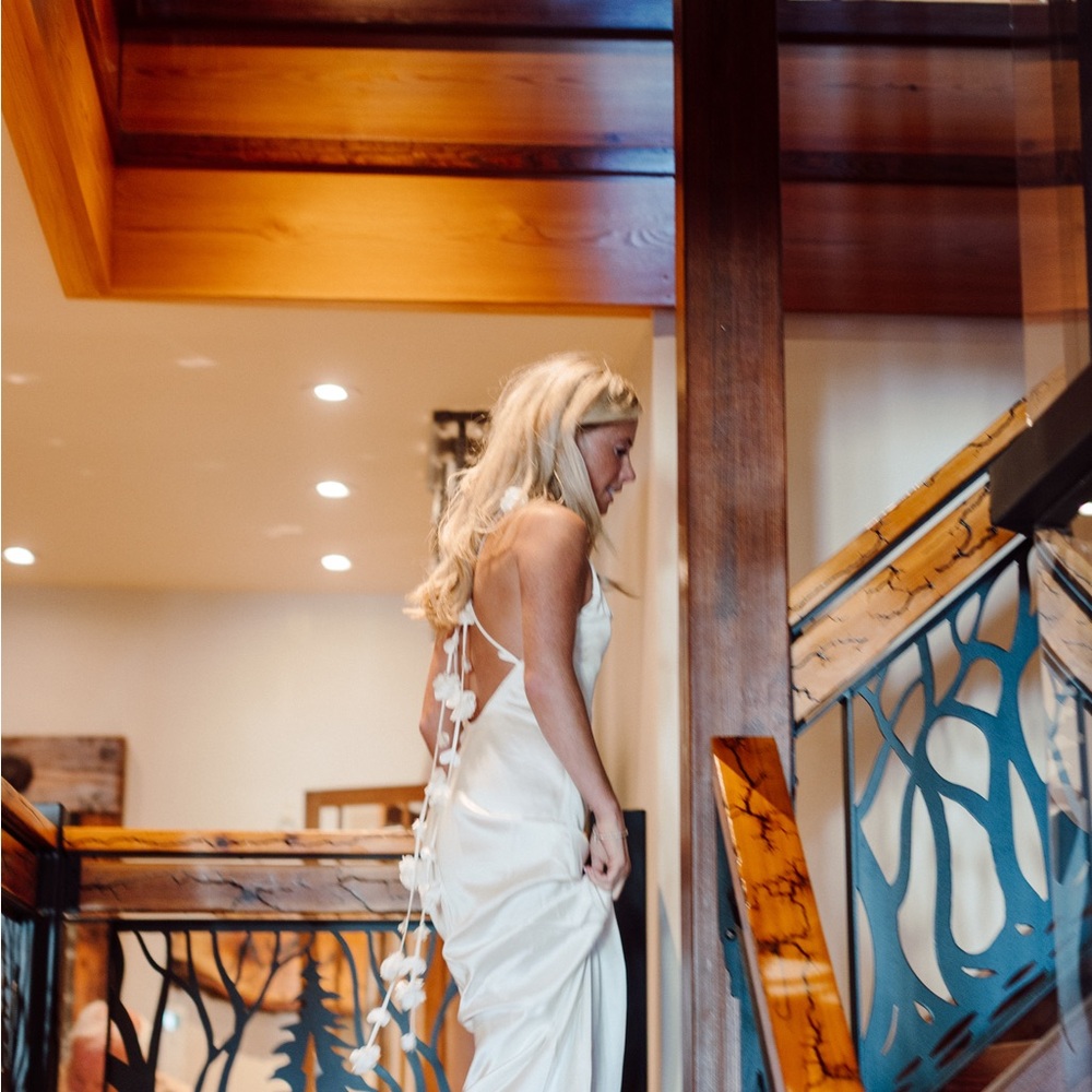 Meshki Backless Dress with Floral Details